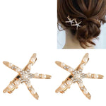 Fashion Rhinestone Pearl Starfish Hairpin For Women Bridal Headpiece Hair Styling Tool
