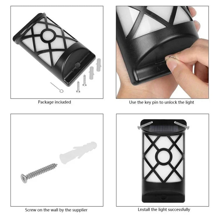 Solar Flame Courtyard Flood Light Wall Lamp Outdoor Lawn Landscape Street Light Induction Lamp, 66 LEDs