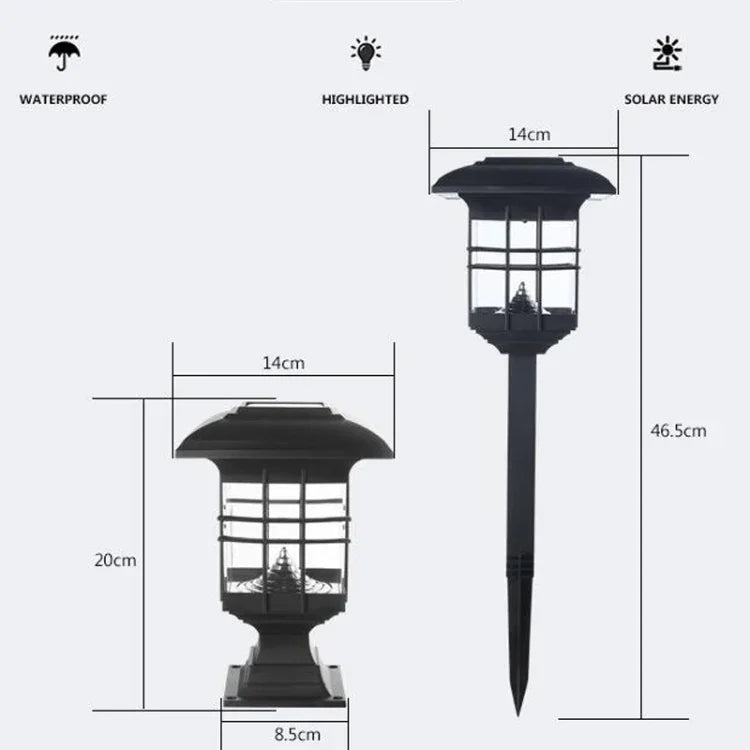 Solar Pillar Light Outdoor Waterproof Decorative Garden Lawn Wall Lamp