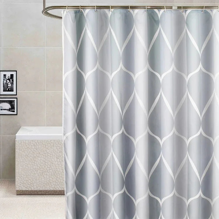 Shower Curtain Waterproof Bathroom Geometric Light Grey Bath Curtains, 80x200cm, 100x200cm, 120x180cm, 200x180cm