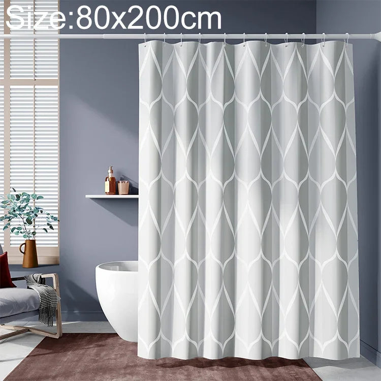 Shower Curtain Waterproof Bathroom Geometric Light Grey Bath Curtains, 80x200cm, 100x200cm, 120x180cm, 200x180cm