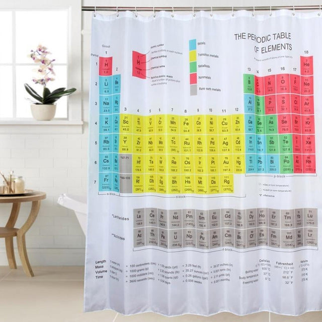 Periodic Table of The Shower Waterproof Mildew Printed Polyester Shower Curtain, Shower Curtain, Size: 180x180cm
