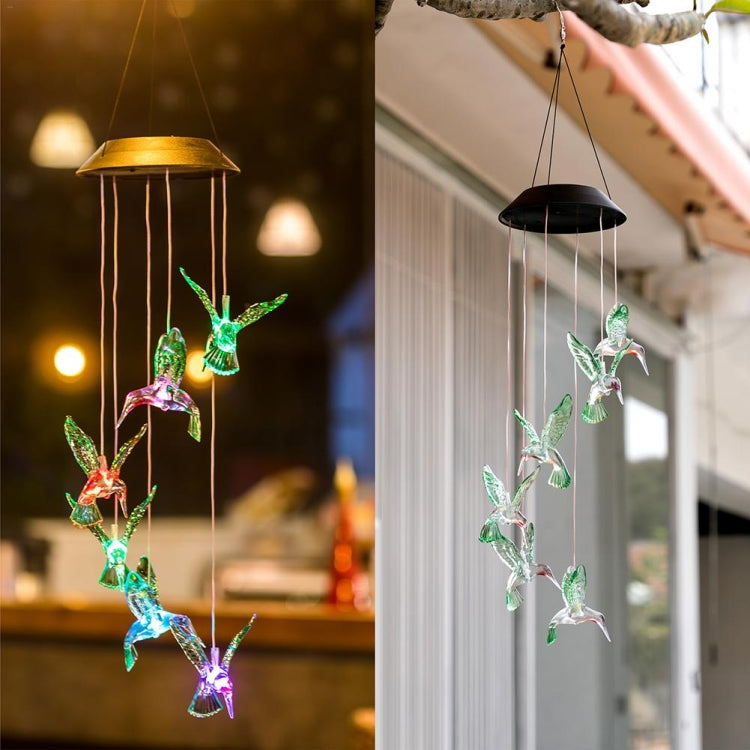Creative Electronics Solar LED Hummingbird Wind Chime Light Seven Colors, Hummingbird