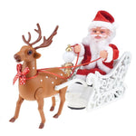 Novelty Creative Elk Sled Santa Claus Doll With Music Electric Universal Car Toy Christmas Gift