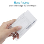 20 PCS Hard Plastic ID Badge Card Holder Integrated Injection Molded Transparent Double-sided Card Holder, Vertical Type PS