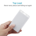 20 PCS Hard Plastic ID Badge Card Holder Integrated Injection Molded Transparent Double-sided Card Holder, Vertical Type PS