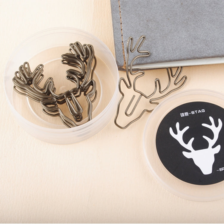 8 PCS/Set Deer Head Paper Clip Shaped Paper Clip Creative Shape Pin Bookmark, Deer Head Paper Clip
