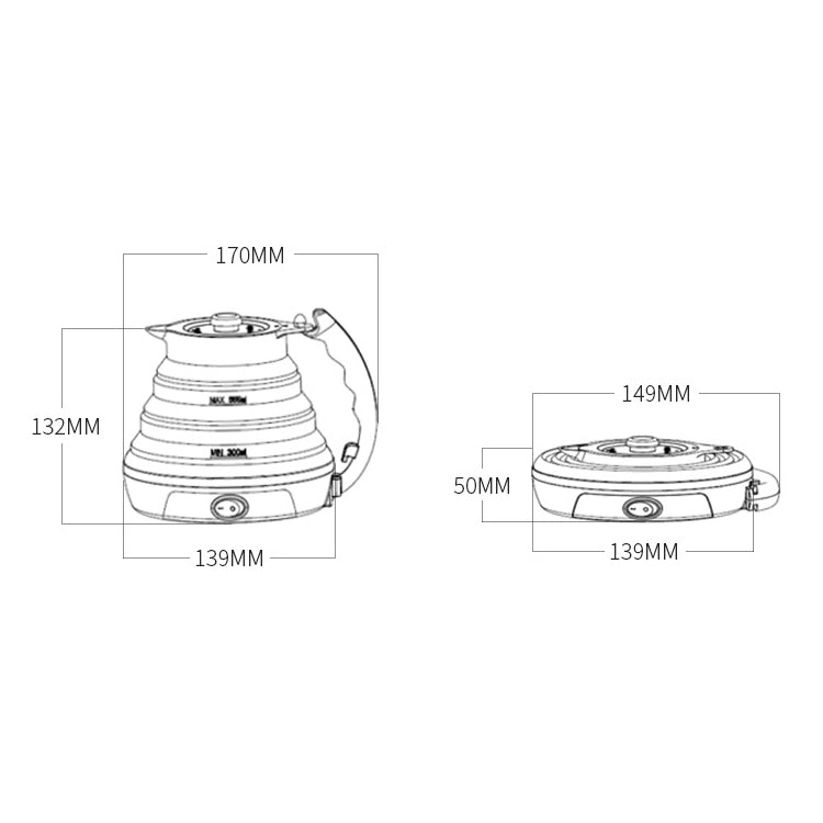Tragbarer, faltbarer Wasserkocher aus Silikon mit intelligenter Konstanttemperaturfunktion für Reisen und Camping, mit US-Stecker, EU-Stecker und UK-Stecker.