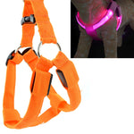 Double Sided LED Light Pet Harness Nylon Cat Dog Chest Strap Leash, S, M