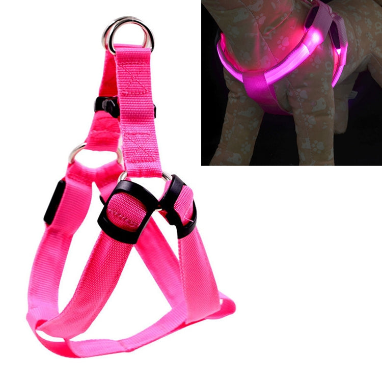 Double Sided LED Light Pet Harness Nylon Cat Dog Chest Strap Leash, S, M