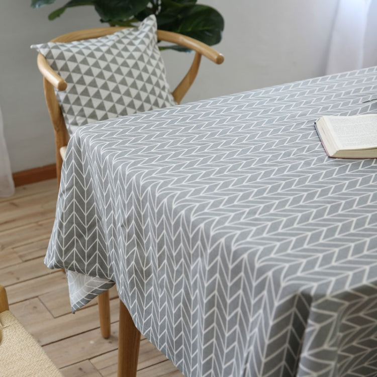 Literary Fresh Geometric Cotton Linen Tablecloth Gray Arrow Rectangular Coffee Table Cloth Desk Cloth, 60x60cm, 90x90cm, 100x140cm, 140x140cm, 140x160cm, 140x180cm, 140x200cm, 140x220cm, 140x250cm