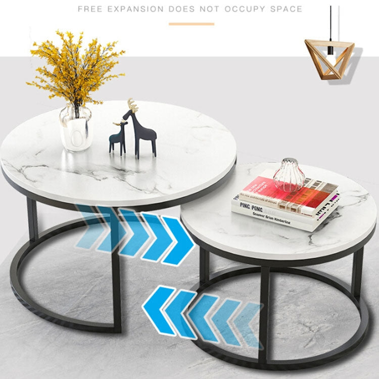 Two-in-one Coffee Table Wrought Iron Table Simple Modern Combination Small Round Table, White Texture + Black Texture, White + Black, White Marble, White Combination, Black Texture +White Texture, Black  +White, Black Marble, Black Combination