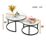 Two-in-one Coffee Table Wrought Iron Table Simple Modern Combination Small Round Table, White Texture + Black Texture, White + Black, White Marble, White Combination, Black Texture +White Texture, Black  +White, Black Marble, Black Combination
