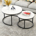 Two-in-one Coffee Table Wrought Iron Table Simple Modern Combination Small Round Table, White Texture + Black Texture, White + Black, White Marble, White Combination, Black Texture +White Texture, Black  +White, Black Marble, Black Combination
