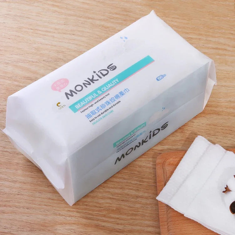 MONKIDS KS037 Disposable Face Towel Pure Cotton Thickening Pearl Cleansing Towel, 100 SheetS Pearls Texture