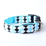 Plaid Pattern Rechargeable LED Glow Light Leads Pet Dog Collar for Small Medium Dogs, L, XL