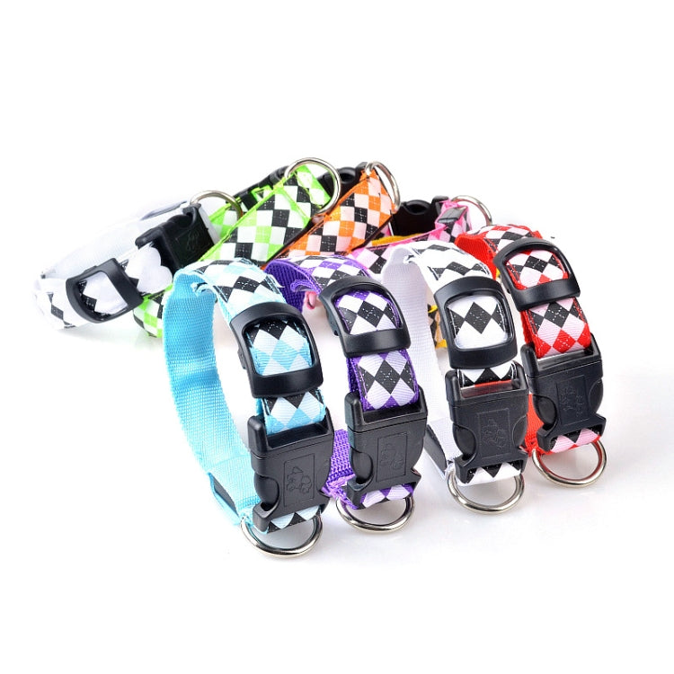 Plaid Pattern Rechargeable LED Glow Light Leads Pet Dog Collar for Small Medium Dogs, L, XL