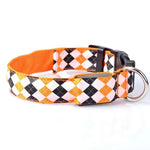 Plaid Pattern Rechargeable LED Glow Light Leads Pet Dog Collar for Small Medium Dogs, L, XL