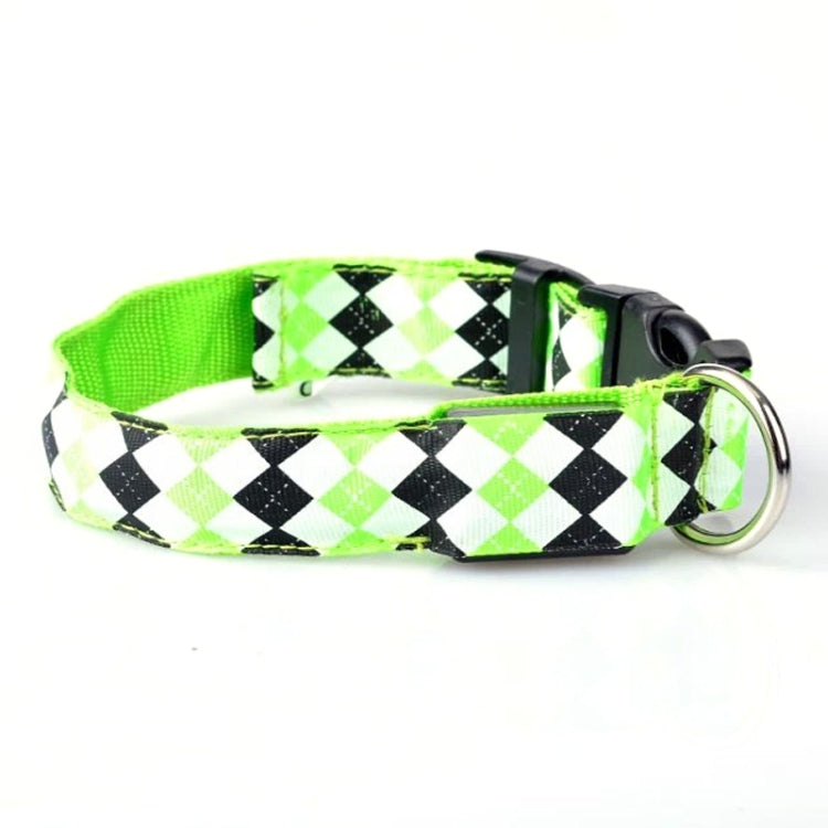 Plaid Pattern Rechargeable LED Glow Light Leads Pet Dog Collar for Small Medium Dogs, L, XL