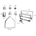 10 in 1 3D Stainless Steel Biscuit Mold Christmas Gingerbread House Baking Tools, Gingerbread Mold(10 in 1)