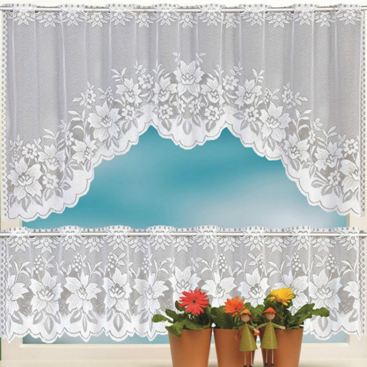 White Translucent Coffee Curtain Tulle Lace Sheer Warp Knitted Jacquard Curtains Bedroom Curtains, Lower Curtain, Upper Curtain, Upper And Lower Curtain