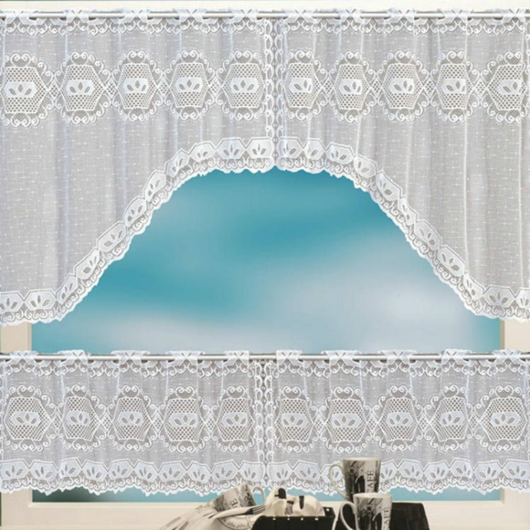 White Translucent Coffee Curtain Tulle Lace Sheer Warp Knitted Jacquard Curtains Bedroom Curtains, Lower Curtain, Upper Curtain, Upper And Lower Curtain