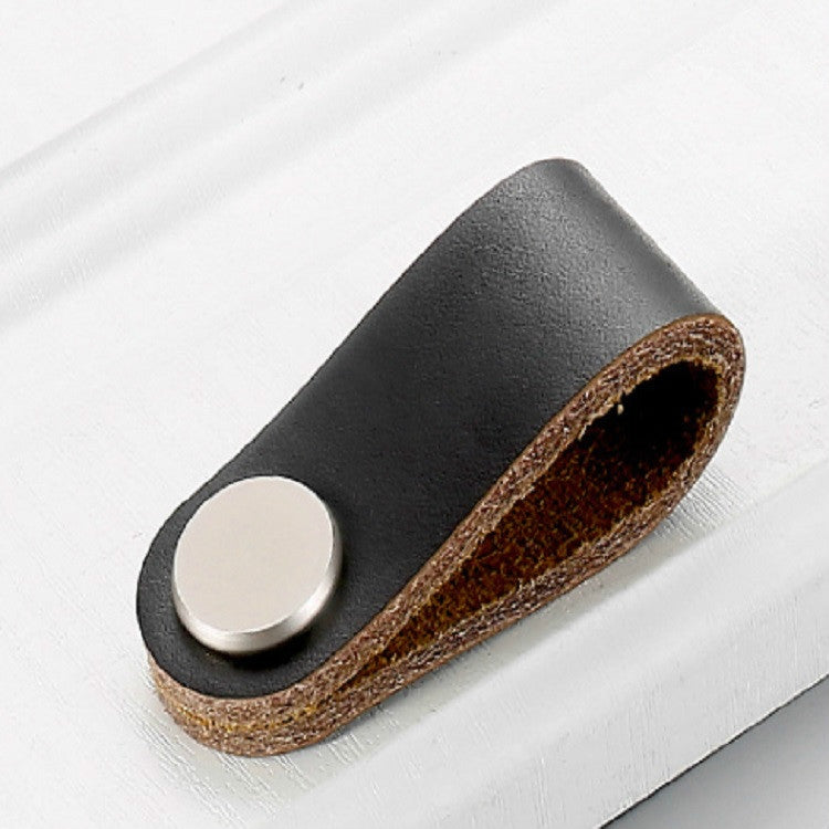 Kitchen Cabinet Wardrobe Leather Door Handle Drawer Pull, Black Single Hole, Light Coffee Single Hole, Black 96, Light Coffee 96, Black 128, Light Coffee 128