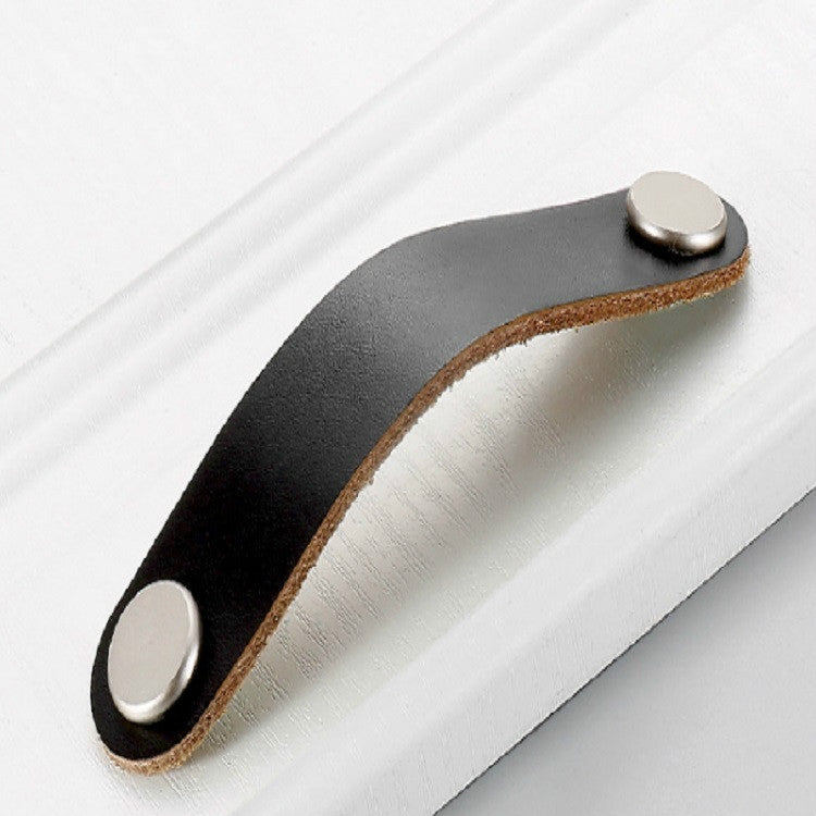 Kitchen Cabinet Wardrobe Leather Door Handle Drawer Pull, Black Single Hole, Light Coffee Single Hole, Black 96, Light Coffee 96, Black 128, Light Coffee 128