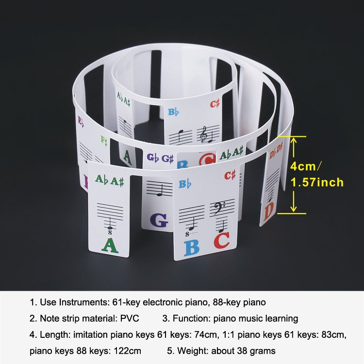 Children Beginner Piano Keyboard Color Stickers Musical Instrument Accessories, Imitation Piano Keys 61 Keys, Piano Keys 61 keys, Piano Keys 88 keys