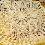 Exquisite Handmade Crochet Hook Flower Garden Mori Cotton Lace Openwork Woven Round Tablecloth, 60cm Diameter