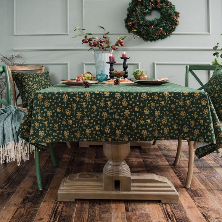 Linen Cotton Christmas Party Tablecloth Rectangle Bronzing Dinning Table Cover, 100x140cm, 140x140cm, 140x160cm, 140x180cm, 140x200cm, 140x220cm, 140x240cm, 140x260cm, 140x300cm, 90x90cm
