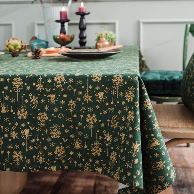 Linen Cotton Christmas Party Tablecloth Rectangle Bronzing Dinning Table Cover, 100x140cm, 140x140cm, 140x160cm, 140x180cm, 140x200cm, 140x220cm, 140x240cm, 140x260cm, 140x300cm, 90x90cm