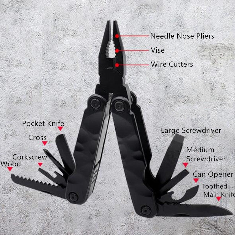 15 in 1 Outdoor Camping Survival Tool Foldable Multifunctional Pocket Plier, 11 in 1
