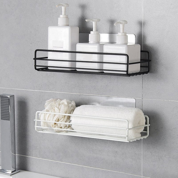 Wrought Iron Bathroom Shelf Wall Mounted Free Punch Toilet Rack, Square (Black)