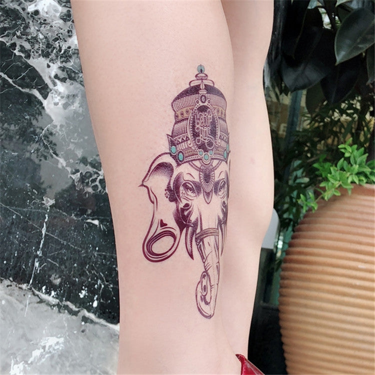 3 PCS Totem Half Arm Tattoo Sticker Waterproof Men And Women Flower Arm Tattoo Sticker, Elephant, Snake, Compass, Flowers