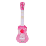 Small Simulation Musical Instrument Mini Four Strings Playable Ukulele Early Childhood Education Music Toy, Pink Rabbit, Light Blue Zebra, Pink Giraffe, Yellow Dinosaur