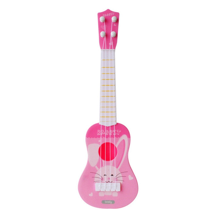 Small Simulation Musical Instrument Mini Four Strings Playable Ukulele Early Childhood Education Music Toy, Pink Rabbit, Light Blue Zebra, Pink Giraffe, Yellow Dinosaur