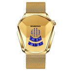 BINBOND Locomotive Concept Watch Men Live Black Technology Watch, Gold Net Belt Full Gold Blue Face, Gold Net Belt Full Gold Gold Face, Black Net Belt Black Steel Blue Face, Black Net Belt Black Steel White Face, White Net Belt White Steel Blue Face   ...
