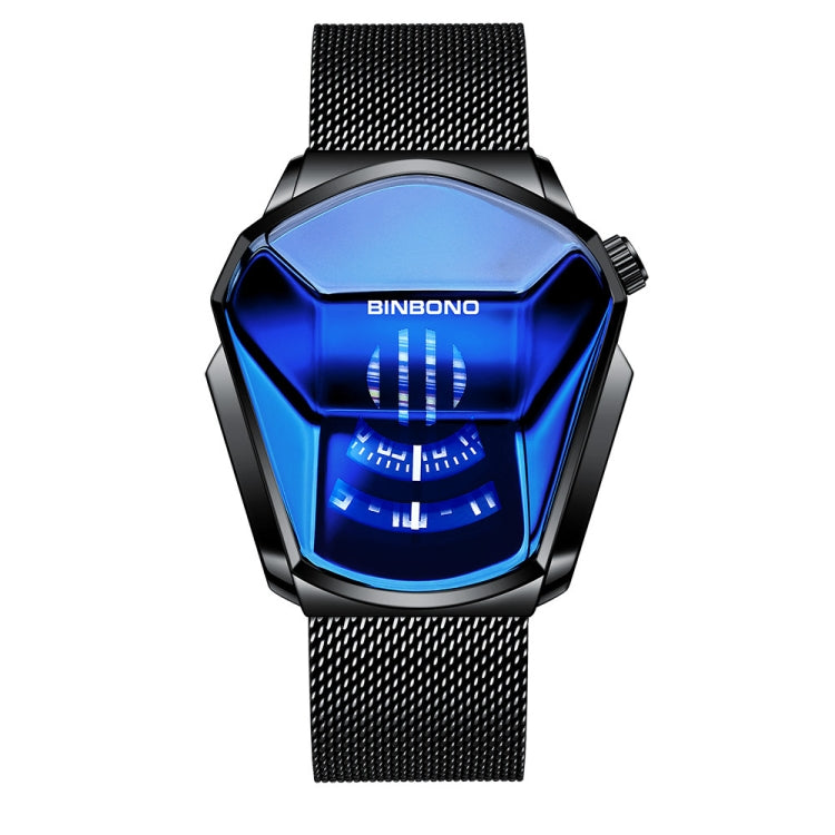 BINBOND Locomotive Concept Watch Men Live Black Technology Watch, Gold Net Belt Full Gold Blue Face, Gold Net Belt Full Gold Gold Face, Black Net Belt Black Steel Blue Face, Black Net Belt Black Steel White Face, White Net Belt White Steel Blue Face   ...