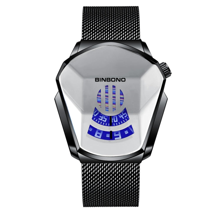 BINBOND Locomotive Concept Watch Men Live Black Technology Watch, Gold Net Belt Full Gold Blue Face, Gold Net Belt Full Gold Gold Face, Black Net Belt Black Steel Blue Face, Black Net Belt Black Steel White Face, White Net Belt White Steel Blue Face   ...