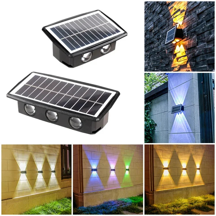Solar Wall Lamp Outdoor Waterproof Up And Down Double-headed Spotlights, 4LED, 6LED, 8LED
