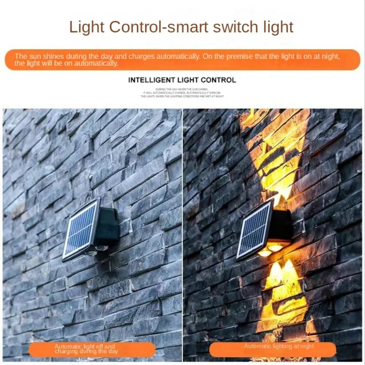 Solar Wall Lamp Outdoor Waterproof Up And Down Double-headed Spotlights, 4LED, 6LED, 8LED