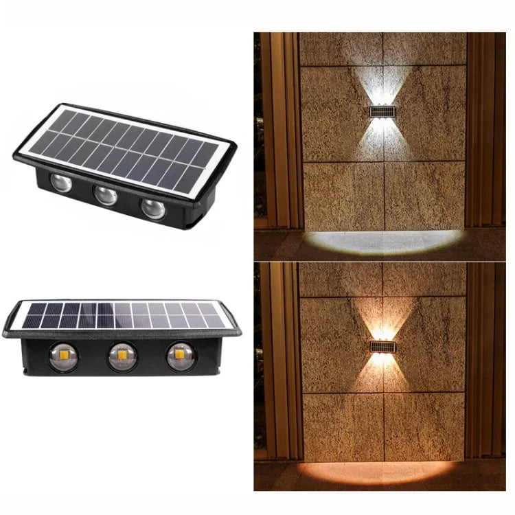Solar Wall Lamp Outdoor Waterproof Up And Down Double-headed Spotlights, 4LED, 6LED, 8LED