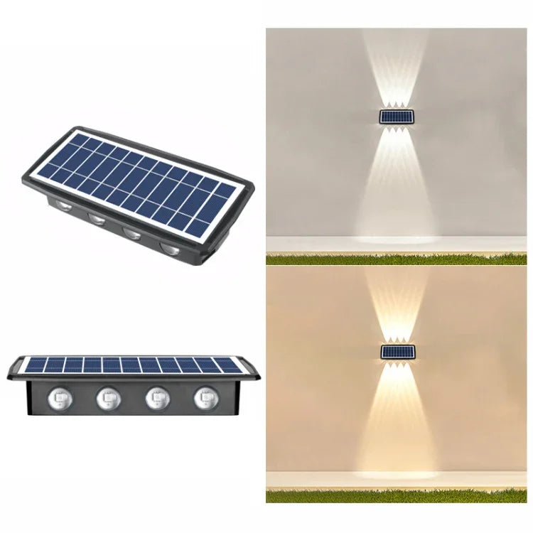 Solar Wall Lamp Outdoor Waterproof Up And Down Double-headed Spotlights, 4LED, 6LED, 8LED