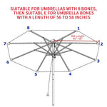 Polyester Parasol Replacement Cloth Round Garden Umbrella Cover, Diameter 2.7m 8 Ribs, Diameter 3m 8 Ribs