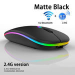 مجموعة لوحة مفاتيح وفأرة بلوتوث مضيئة RGB ملونة بحجم 10 إنش للهاتف المحمول / الجهاز اللوحي، أسود، أبيض