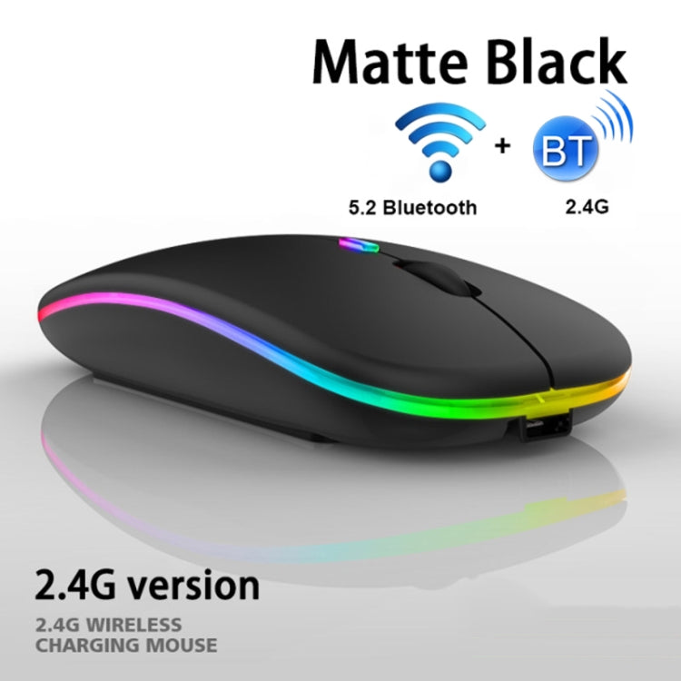 مجموعة لوحة مفاتيح وفأرة بلوتوث مضيئة RGB ملونة بحجم 10 إنش للهاتف المحمول / الجهاز اللوحي، أسود، أبيض
