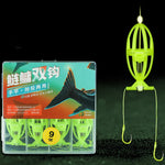 Double Hooks ISEAMA Explosive Hook Bighead Carp Feeder for Hand Rod & Throwing Rod, Size: 6, 6, 7, 8, 9, 10, 11, 12, 13, 14