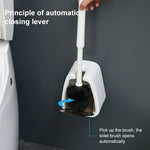 Wall-mounted Toilet Brush Simple No-punching Bathroom Cleaning Brush, White, Black