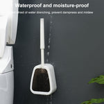 Wall-mounted Toilet Brush Simple No-punching Bathroom Cleaning Brush, White, Black